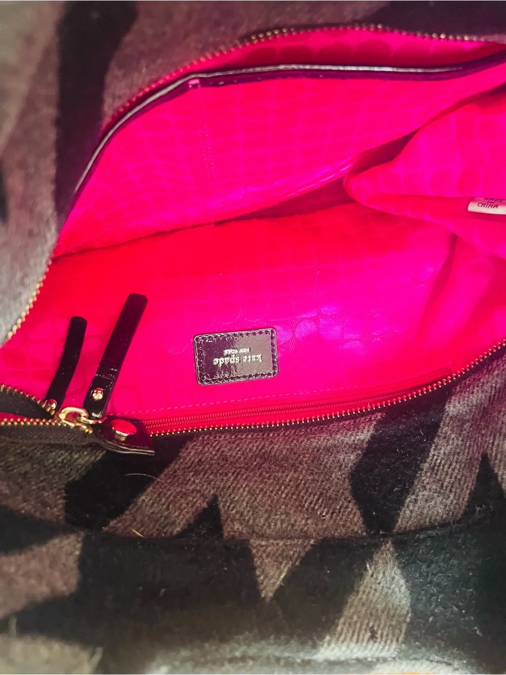 Kate Spade Black & Gray Houndstooth Tote Bag